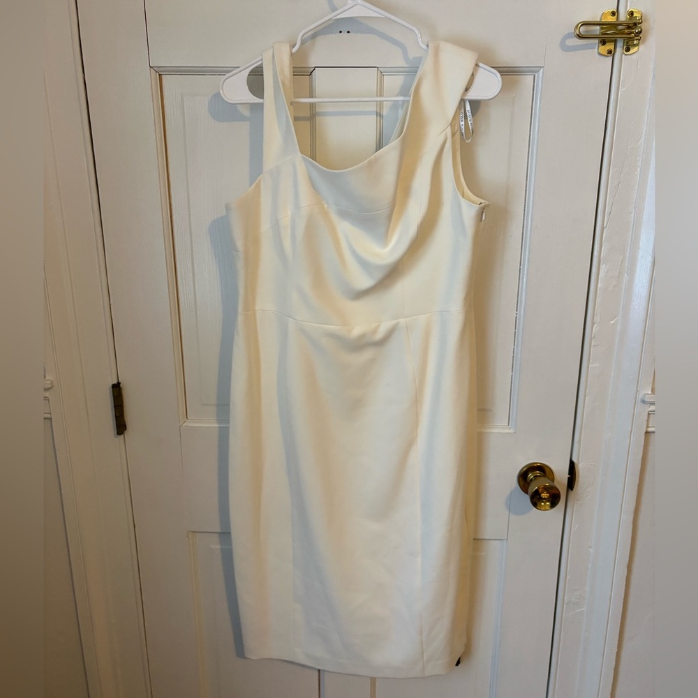 NWT Black Halo Sheath Knee-Length Dress Ivory Cream Off-White Size 16 Graduation